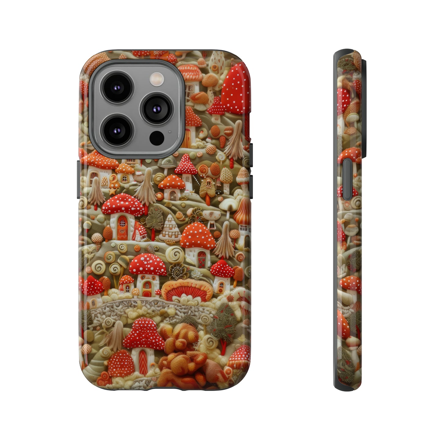 Custodia per iPhone Il villaggio dei funghi incantati, grafica con funghi fantasy, custodia protettiva unica, custodie per telefoni resistenti