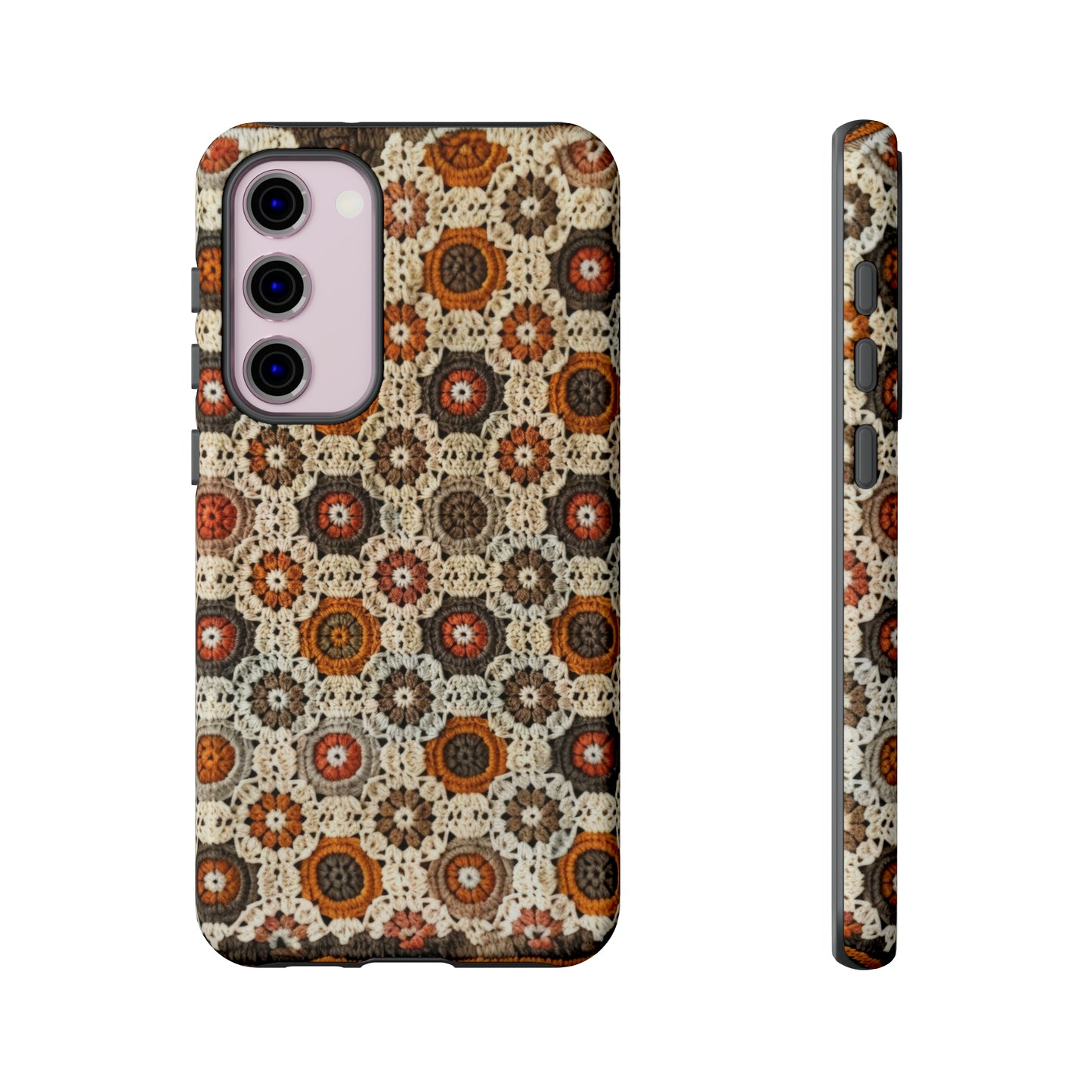 Custodia per iPhone retrò in pizzo all'uncinetto, estetica dal design artigianale, custodia protettiva in stile vintage, custodie per telefono resistenti