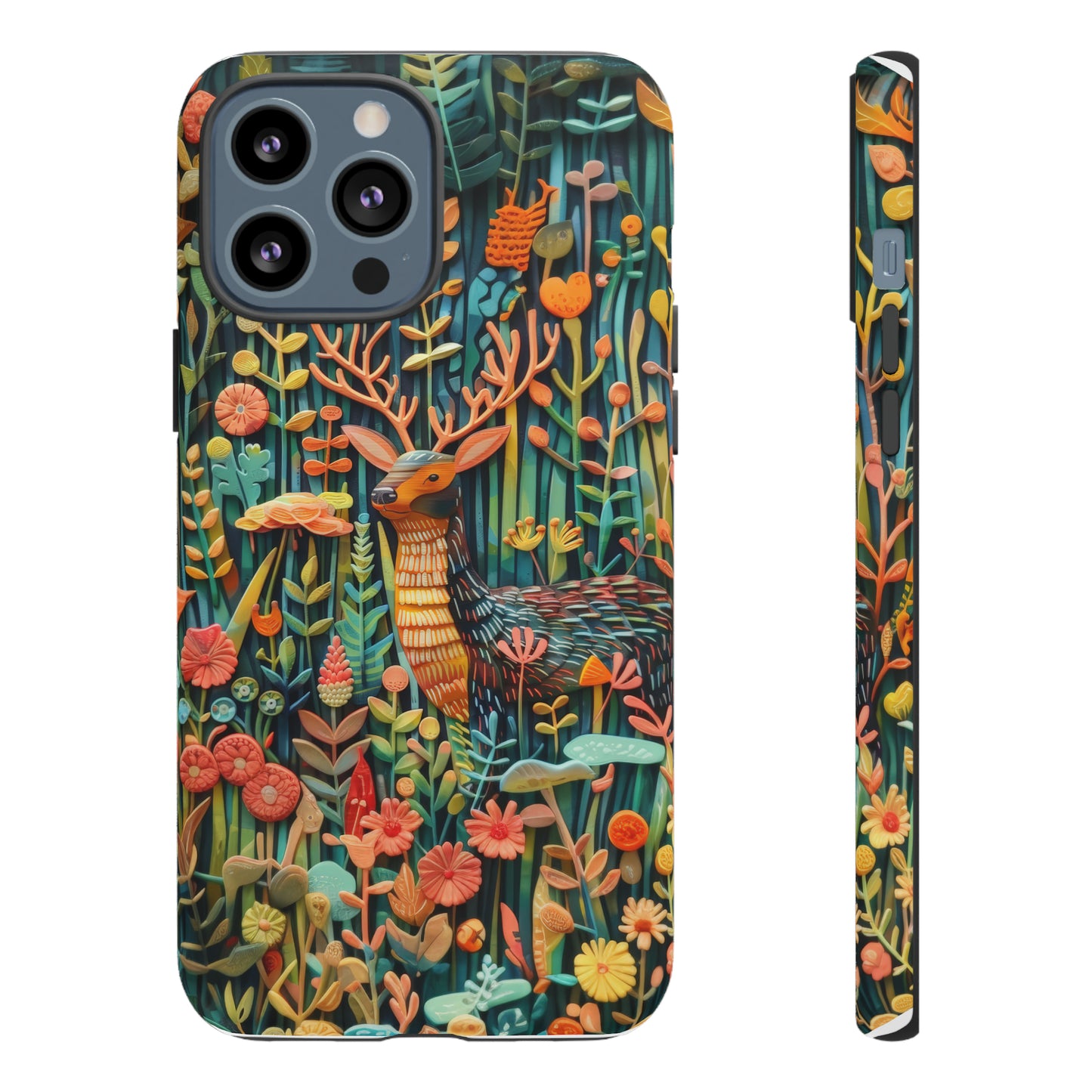 Mystical Woodland Stag iPhone Case, Vibrant Nature Scene, Artistic Protective Cover, Tough Phone Cases