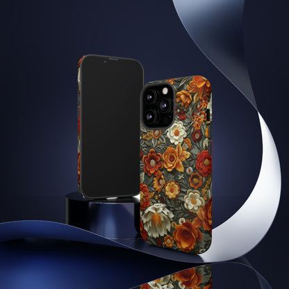 Custodia per iPhone con fiori autunnali, calda eleganza floreale, custodia protettiva stagionale, custodie per telefoni resistenti