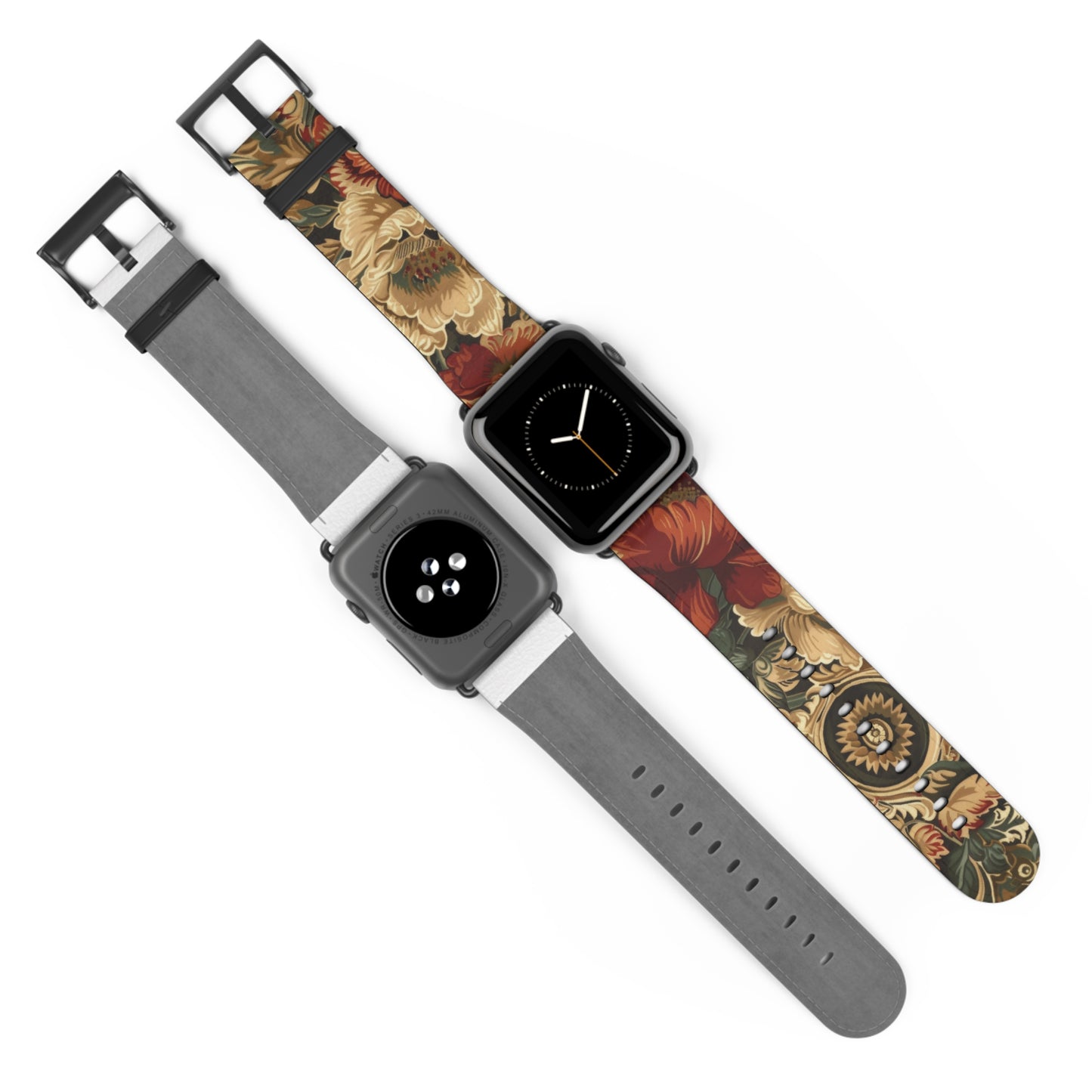 Renaissance Tapestry Floral Apple Watch Band | Klassisches Armband mit verziertem Stoffmuster. Apple Watch Band Apple Watch Armbänder für Serie 4 5 6 7 8 9 ULTRA SE 38/40/41 mm und 42/44/45 mm veganes Kunstlederband 