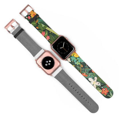 Lush Meadow Floral Apple Watch Band, Fresh Blooms Smartwatch Strap, Spring Wildflower Wristband, Nature Inspired Accessory. Apple Watch Band Apple Watch Straps For Series 4 5 6 7 8 9 ULTRA SE 38/40/41mm & 42/44/45mm Vegan Faux Leather Band