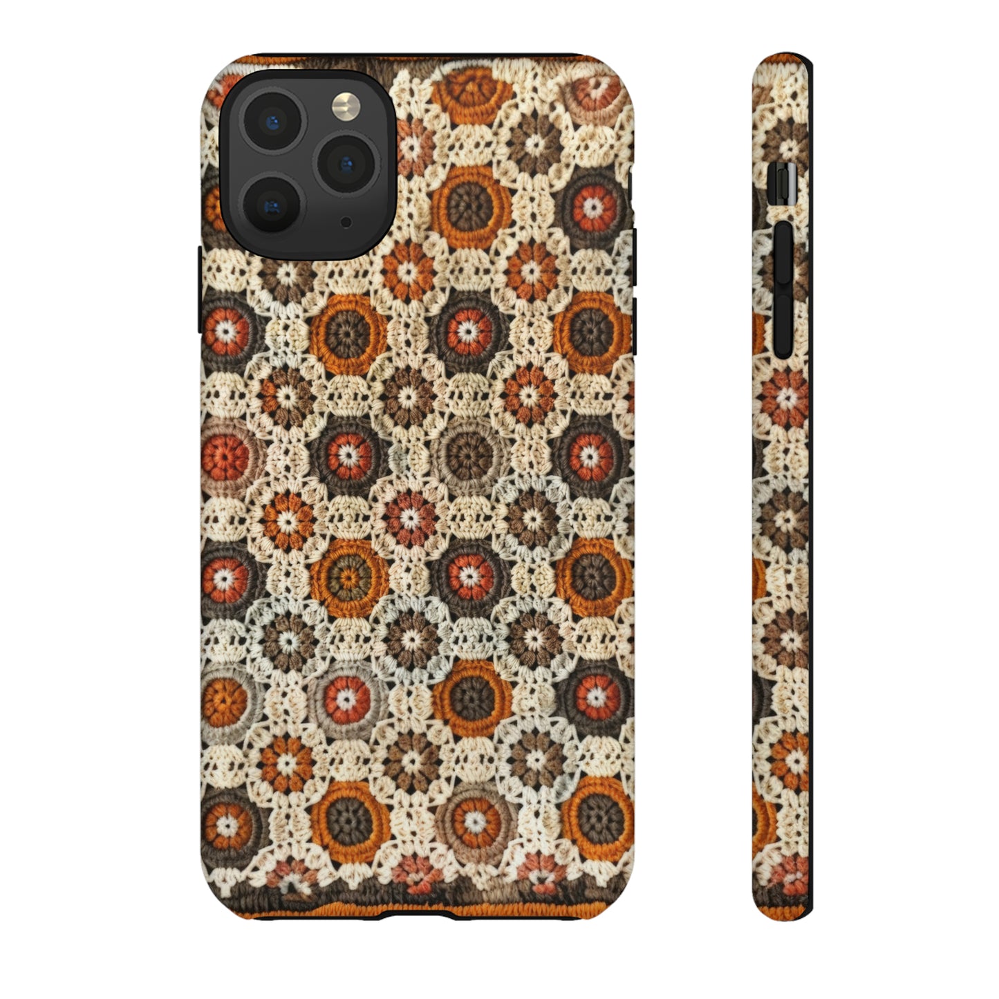 Custodia per iPhone retrò in pizzo all'uncinetto, estetica dal design artigianale, custodia protettiva in stile vintage, custodie per telefono resistenti