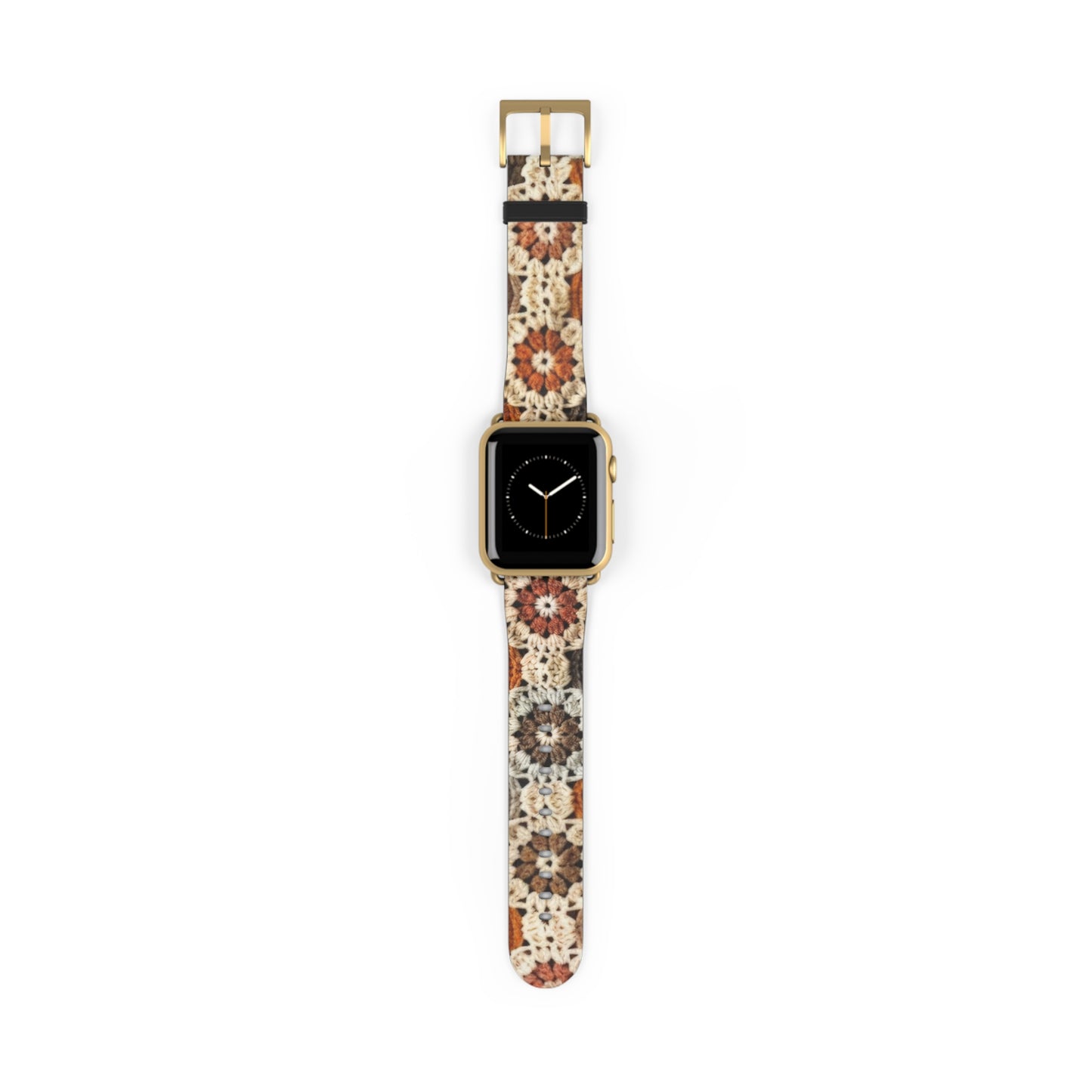 Cozy Crochet Granny Square Apple Watch Band, Handmade Aesthetic Design, Warm Autumn Tones Smartwatch Strap. Apple Watch Band Apple Watch Straps For Series 4 5 6 7 8 9 ULTRA SE 38/40/41mm & 42/44/45mm Vegan Faux Leather Band