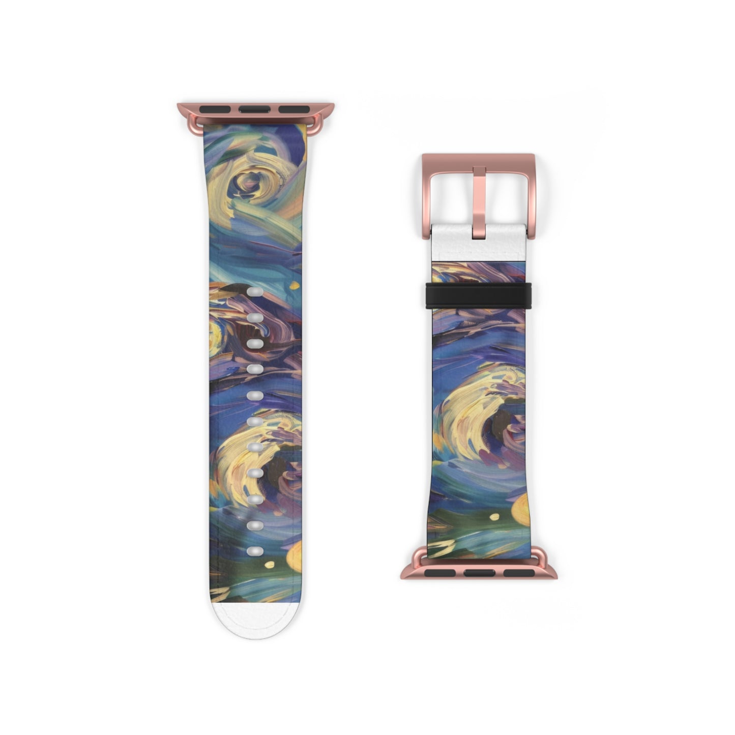 Starry Night Swirl Apple Watch Band, Van Gogh Inspired Art Strap, Expressionist Painting Accessory, Unique Art Lover's Watch Band, Creative Gift Idea. Apple Watch Straps For Series 4 5 6 7 8 9 ULTRA SE 38/40/41mm & 42/44/45mm Vegan Faux Leather Band