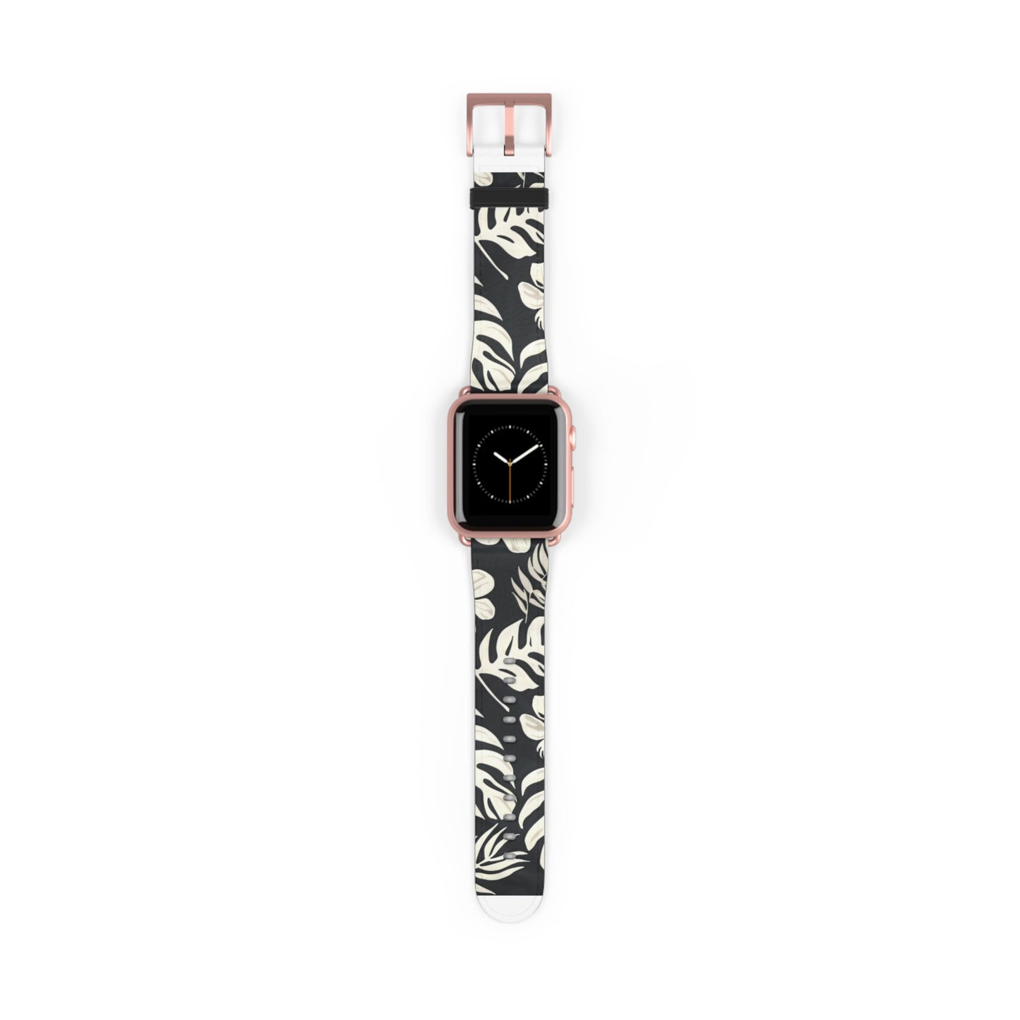 Monochromes Dschungellaub-Armband für die Apple Watch | Armband mit schwarz-weißem Blattdesign. Apple Watch-Armband, Apple Watch-Armbänder für die Serie 4, 5, 6, 7, 8, 9, ULTRA SE, 38/40/41 mm und 42/44/45 mm, veganes Kunstlederarmband 