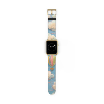 Serene Sky Heißluftballon Apple Watch Band, Pastell Wolken und Ballon Druck, verträumtes Smartwatch Armband. Apple Watch Band Apple Watch Armbänder für Serie 4 5 6 7 8 9 ULTRA SE 38/40/41mm &amp; 42/44/45mm veganes Kunstlederband 