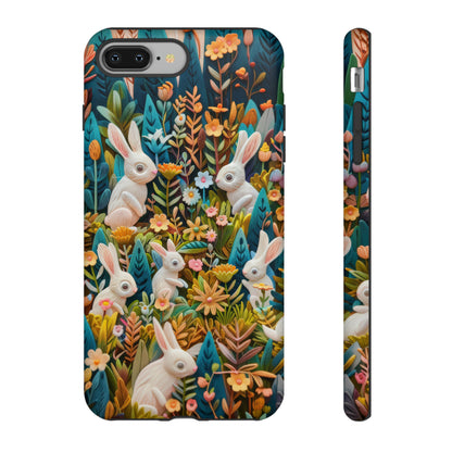 Mystical Garden Bunnies iPhone Case, Enchanted Floral Wonderland, Durable Protective Cover, Tough Phone Cases