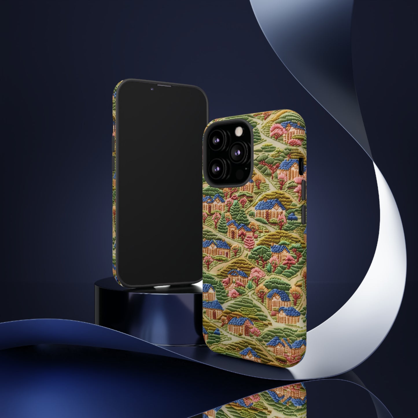 Caratteristica custodia per iPhone trapuntata in stile country, design patchwork affascinante, cover per telefono artistica e protettiva, custodie per telefono resistenti