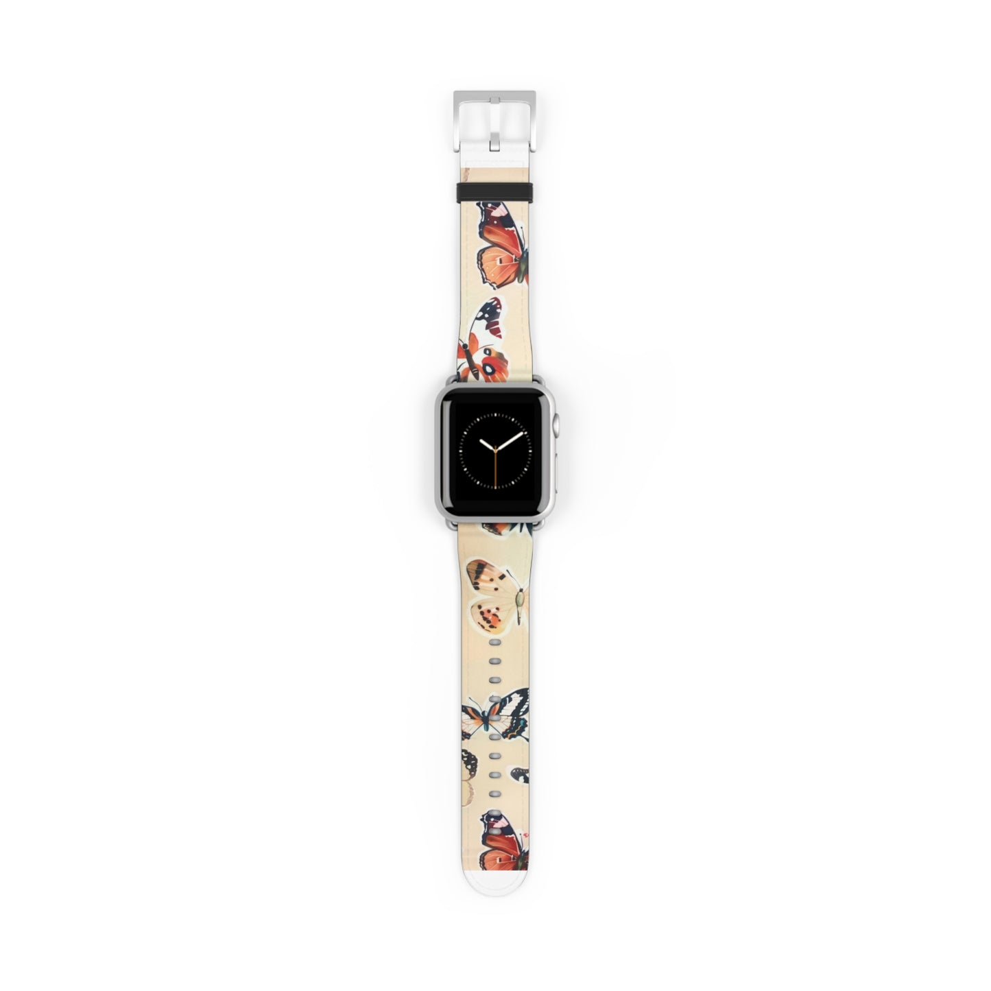 Fluttering Butterflies Apple Watch Band, Nature-Inspired Lepidoptera Design Strap, Soft-Hued Insect Pattern Wristband. Apple Watch Band Apple Watch Straps For Series 4 5 6 7 8 9 ULTRA SE 38/40/41mm & 42/44/45mm Vegan Faux Leather Band