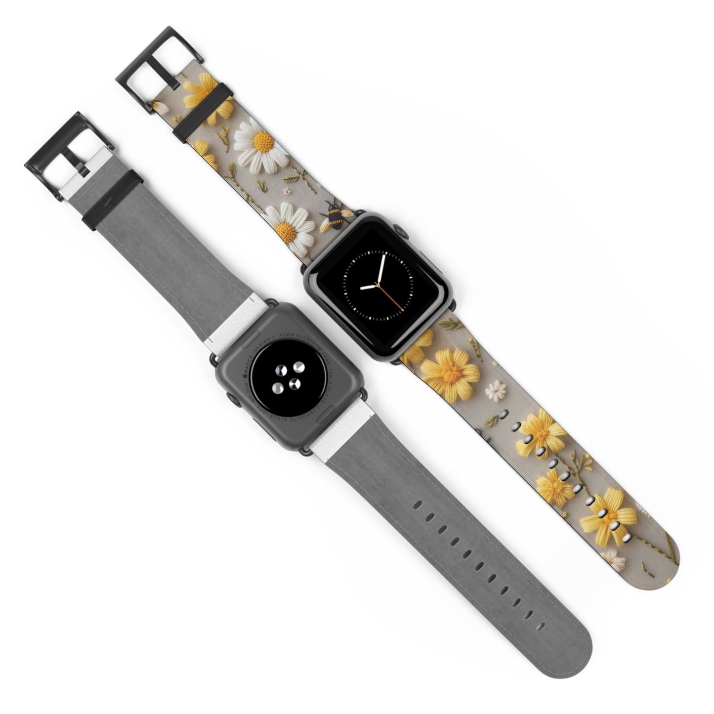 Spring Meadow Daisy Apple Watch Band, Fresh Yellow & White Floral Design, Nature-Inspired Smartwatch Strap. Apple Watch Band Apple Watch Straps For Series 4 5 6 7 8 9 ULTRA SE 38/40/41mm & 42/44/45mm Vegan Faux Leather Band