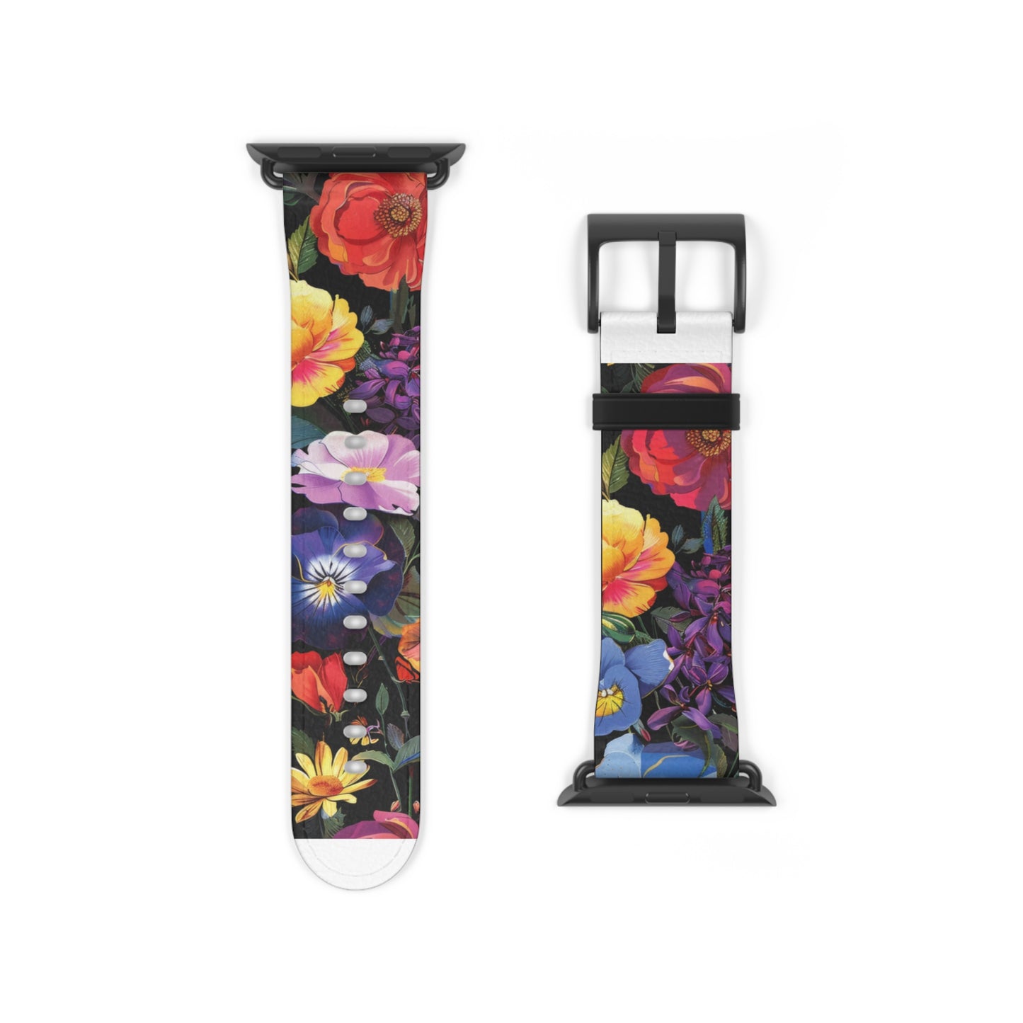 Floral Elegance Apple Watch Strap, Lush Botanical Print Watch Band, Chic Garden-Inspired Accessory for Everyday Style. Apple Watch Band Apple Watch Straps For Series 4 5 6 7 8 9 ULTRA SE 38/40/41mm & 42/44/45mm Vegan Faux Leather Band