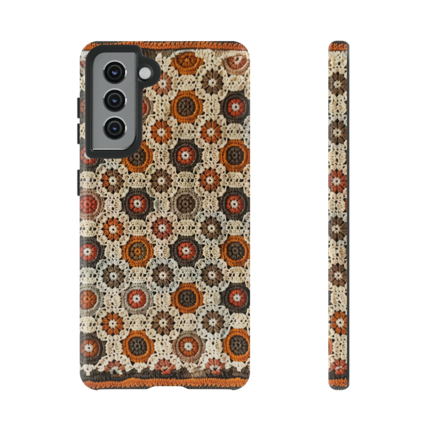 Custodia per iPhone retrò in pizzo all'uncinetto, estetica dal design artigianale, custodia protettiva in stile vintage, custodie per telefono resistenti