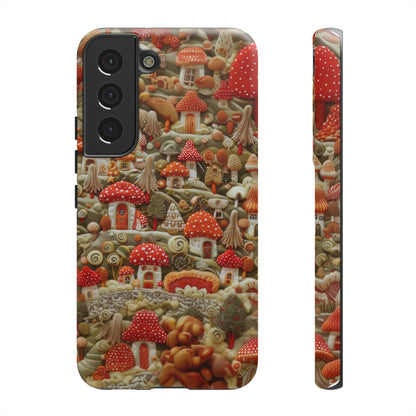 Custodia per iPhone Il villaggio dei funghi incantati, grafica con funghi fantasy, custodia protettiva unica, custodie per telefoni resistenti