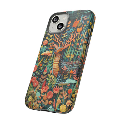 Mystical Woodland Stag iPhone Case, Vibrant Nature Scene, Artistic Protective Cover, Tough Phone Cases