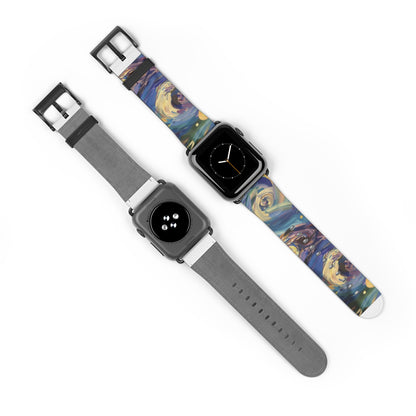 Starry Night Swirl Apple Watch Band, Van Gogh Inspired Art Strap, Expressionist Painting Accessory, Unique Art Lover's Watch Band, Creative Gift Idea. Apple Watch Straps For Series 4 5 6 7 8 9 ULTRA SE 38/40/41mm & 42/44/45mm Vegan Faux Leather Band