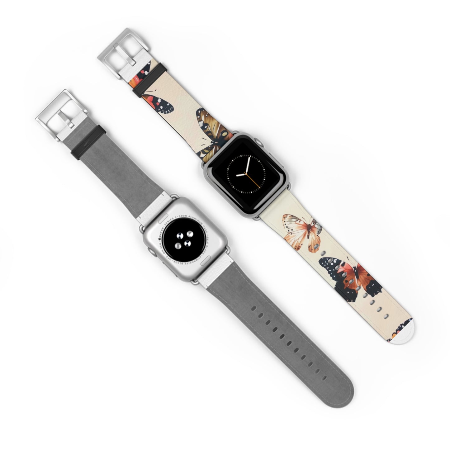 Graceful Butterfly Dance Apple Watch Band, Serene Insect Wing Pattern Strap, Delicate Nature-Inspired Wristband Accessory. Apple Watch Band Apple Watch Straps For Series 4 5 6 7 8 9 ULTRA SE 38/40/41mm & 42/44/45mm Vegan Faux Leather Band