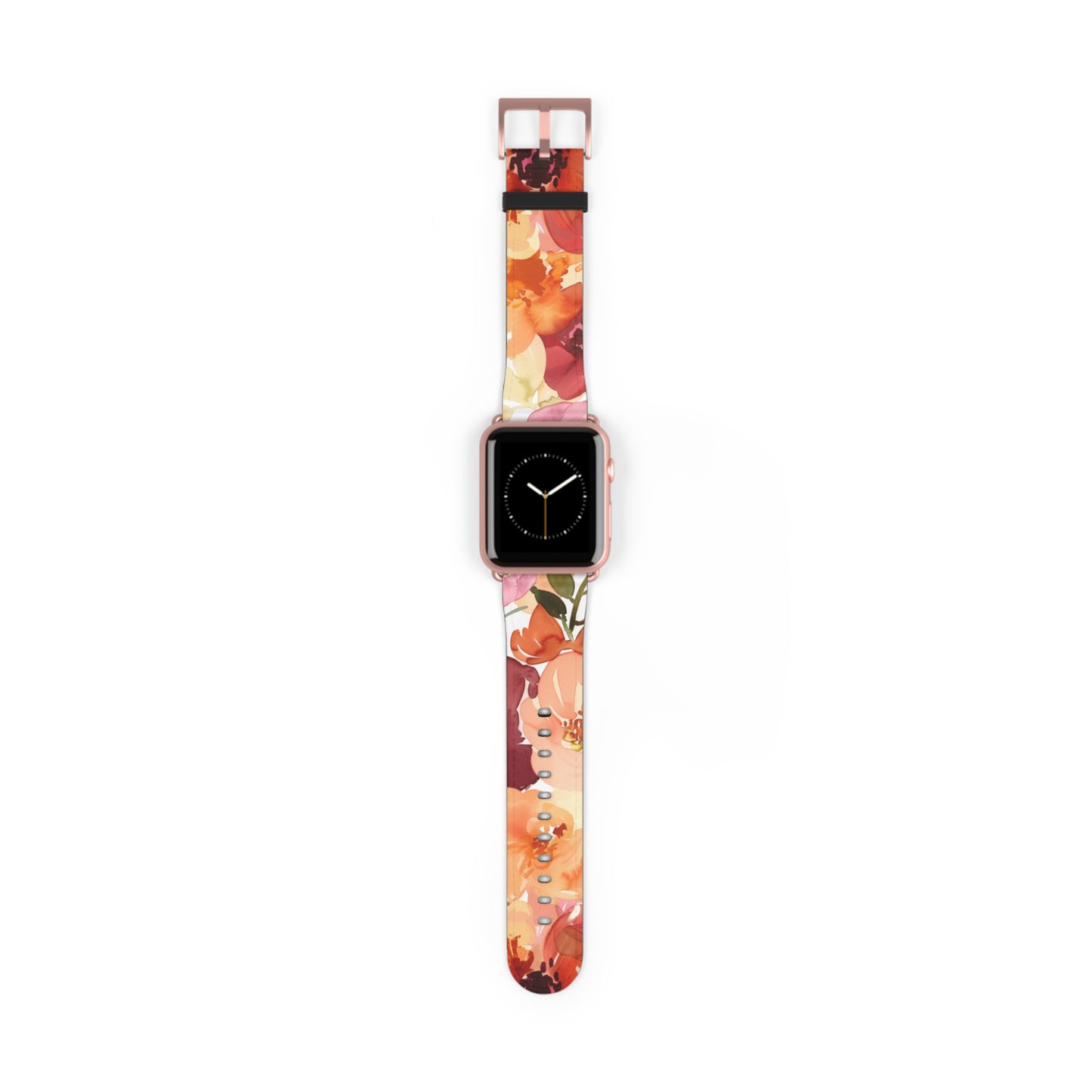 Lebendiges Apple Watch-Armband mit Aquarell-Blumenmuster | Künstlerisches Blütenarmband. Apple Watch-Armband Apple Watch-Armbänder für Serie 4, 5, 6, 7, 8, 9, ULTRA SE, 38/40/41 mm und 42/44/45 mm, veganes Kunstlederband 