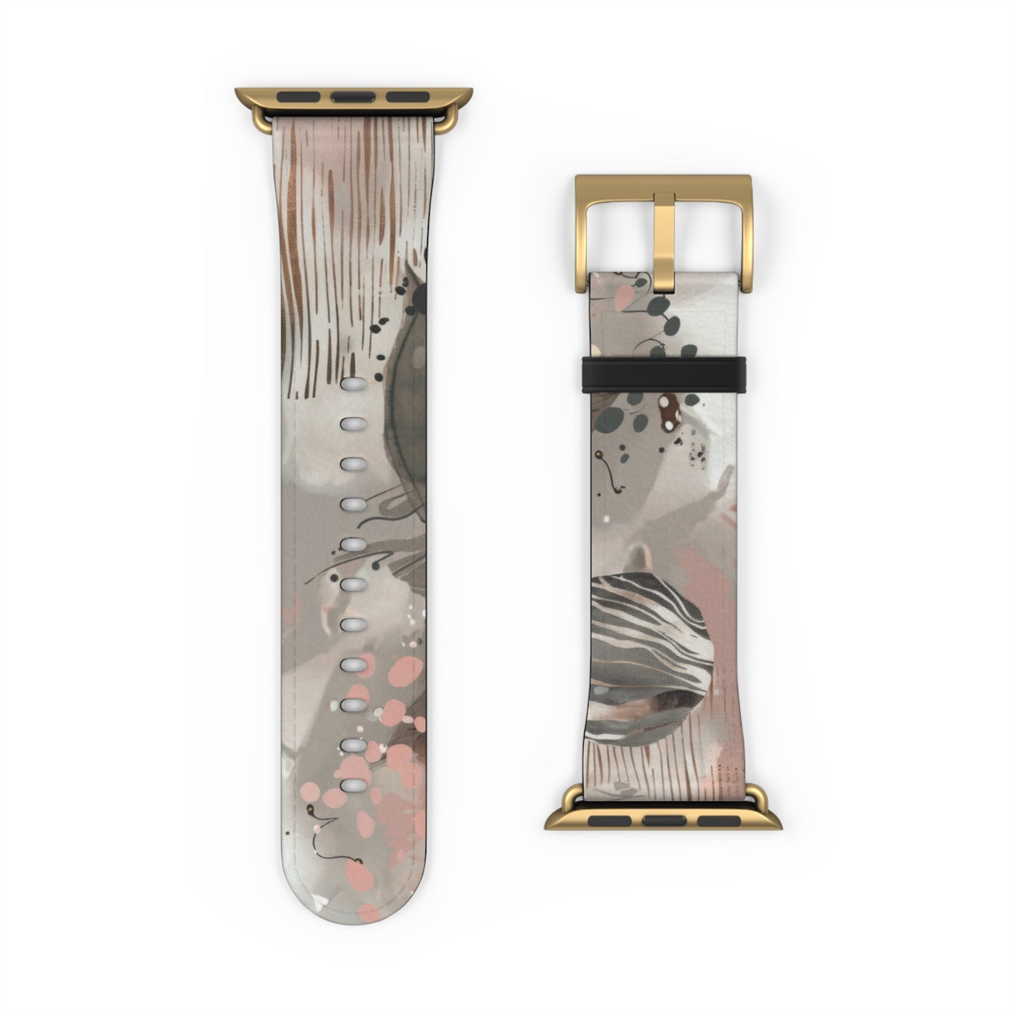 Contemporary Splatter Apple Watch Band, Abstract Earth Tones with Coral Accents, Chic Silicone Artistic Strap. Apple Watch Band Apple Watch Straps For Series 4 5 6 7 8 9 ULTRA SE 38/40/41mm & 42/44/45mm Vegan Faux Leather Band