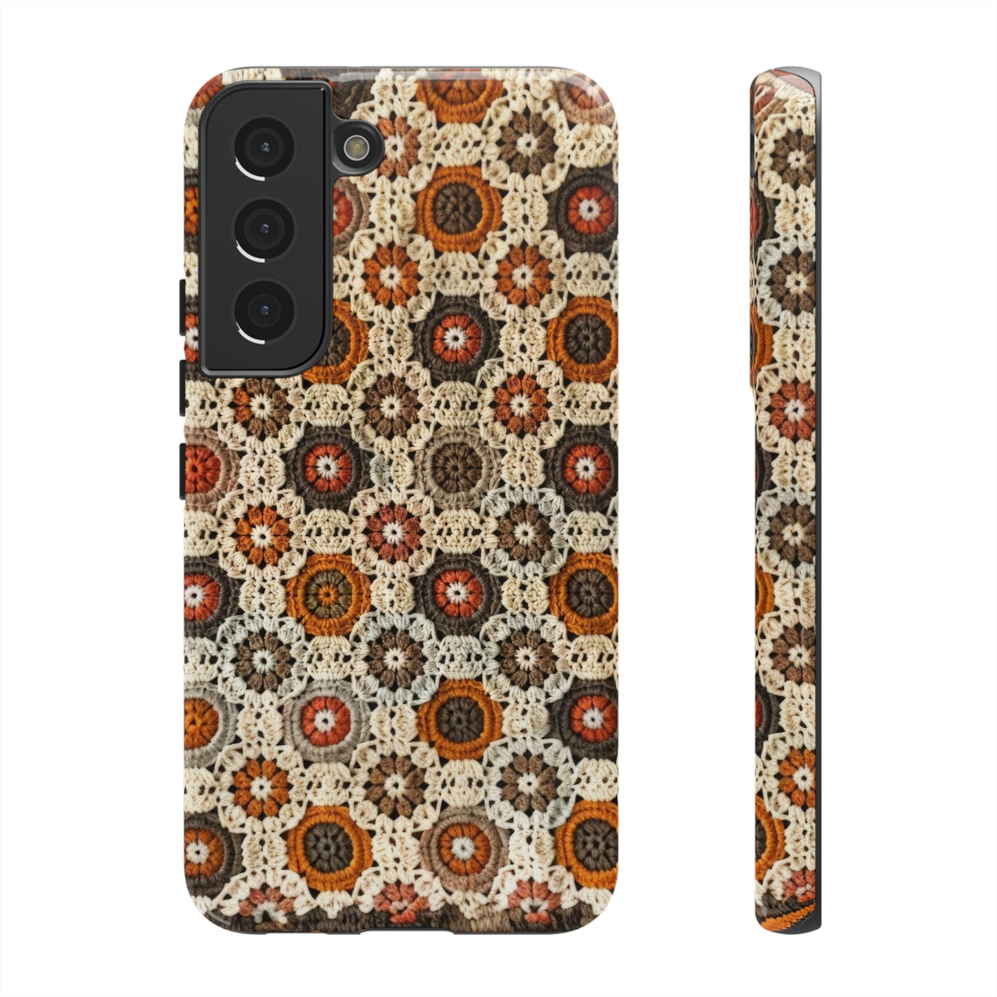 Custodia per iPhone retrò in pizzo all'uncinetto, estetica dal design artigianale, custodia protettiva in stile vintage, custodie per telefono resistenti