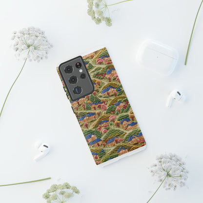 Caratteristica custodia per iPhone trapuntata in stile country, design patchwork affascinante, cover per telefono artistica e protettiva, custodie per telefono resistenti