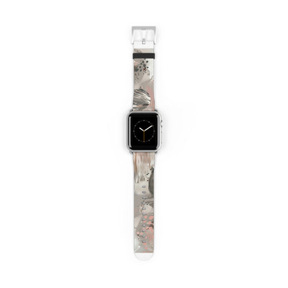 Contemporary Splatter Apple Watch Band, Abstract Earth Tones with Coral Accents, Chic Silicone Artistic Strap. Apple Watch Band Apple Watch Straps For Series 4 5 6 7 8 9 ULTRA SE 38/40/41mm & 42/44/45mm Vegan Faux Leather Band