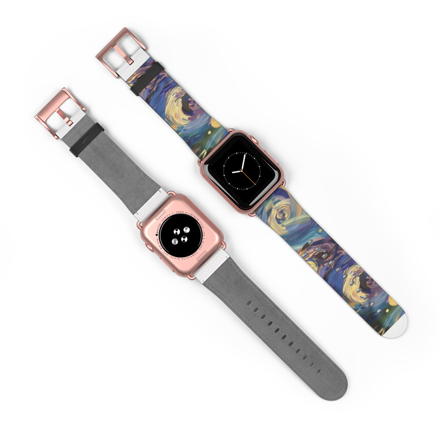 Starry Night Swirl Apple Watch Band, Van Gogh Inspired Art Strap, Expressionist Painting Accessory, Unique Art Lover's Watch Band, Creative Gift Idea. Apple Watch Straps For Series 4 5 6 7 8 9 ULTRA SE 38/40/41mm & 42/44/45mm Vegan Faux Leather Band