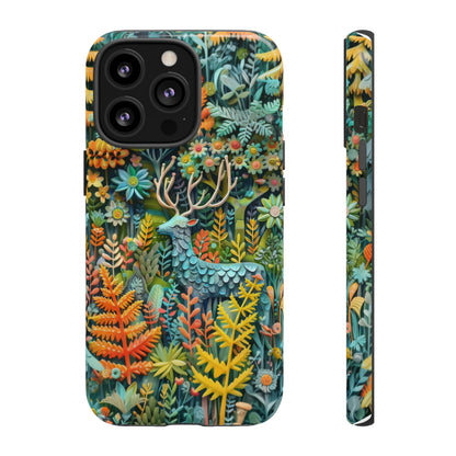 Zauberhafte Waldhirsch iPhone Hülle, Zauberhaftes Fauna- und Flora-Design, Schützende, von der Natur inspirierte Hülle, Robuste Handyhüllen