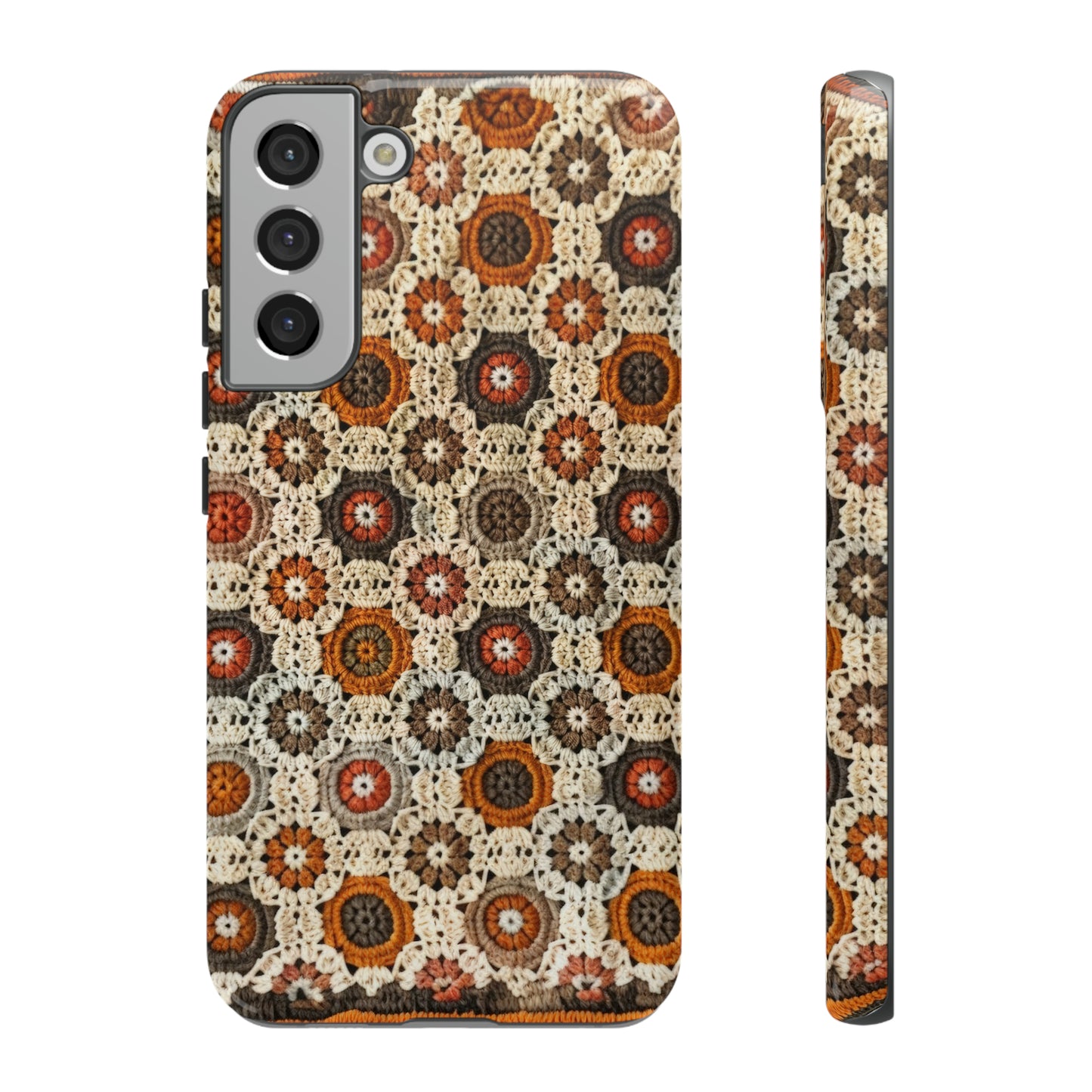 Custodia per iPhone retrò in pizzo all'uncinetto, estetica dal design artigianale, custodia protettiva in stile vintage, custodie per telefono resistenti