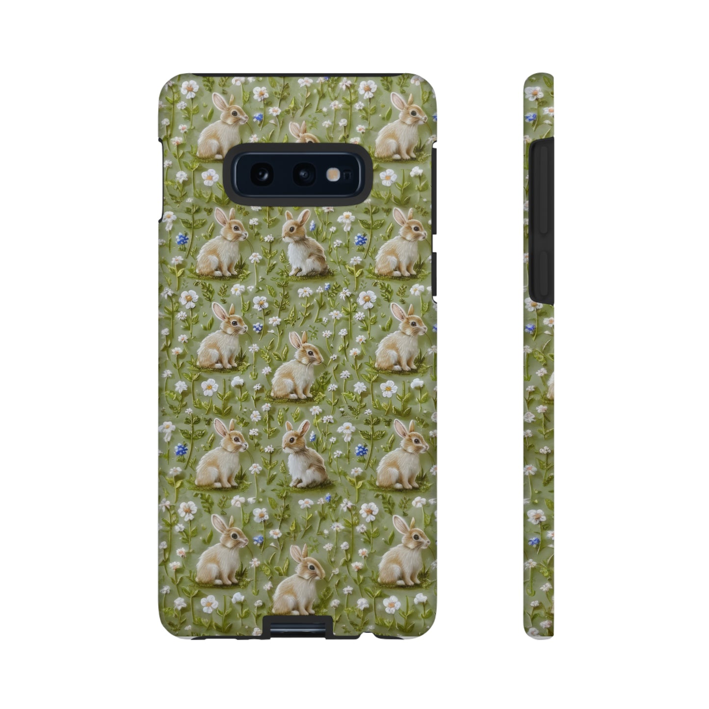 Custodia per iPhone Meadow Rabbits, design Serene Spring Wildlife, custodia protettiva di ispirazione ecologica, custodie per telefoni resistenti