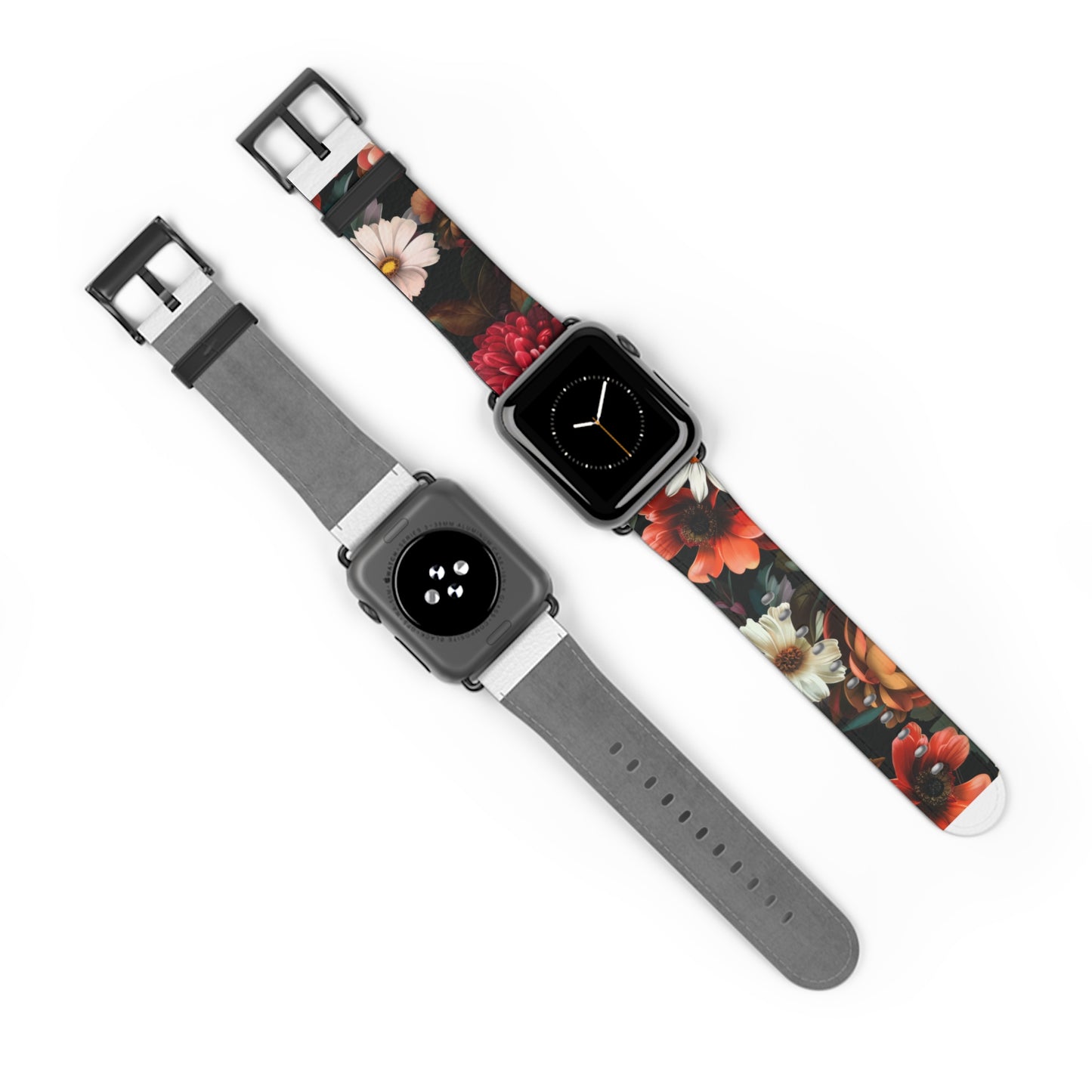 Autumn Bloom Elegance Apple Watch Band, Fall Flower Symphony Smartwatch Strap, Rich Floral Tapestry Wristband Accessory. Apple Watch Band Apple Watch Straps For Series 4 5 6 7 8 9 ULTRA SE 38/40/41mm & 42/44/45mm Vegan Faux Leather Band