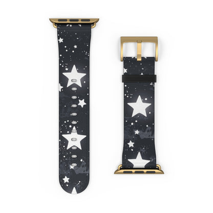 Celestial Stars Night Sky Smartwatch Band | Galactic Theme Watch Strap | Fashionable Astronomy-Inspired Accessory. Apple Watch Band Apple Watch Straps For Series 4 5 6 7 8 9 ULTRA SE 38/40/41mm & 42/44/45mm Vegan Faux Leather Band