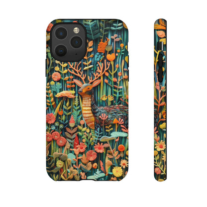 Mystical Woodland Stag iPhone Case, Vibrant Nature Scene, Artistic Protective Cover, Tough Phone Cases