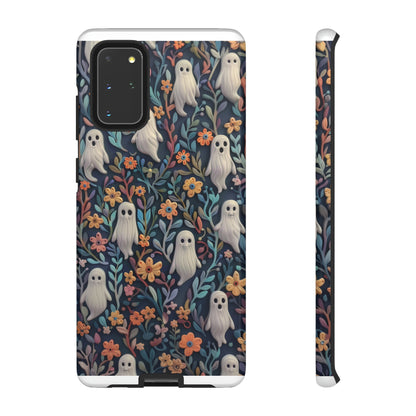 Whimsical Ghosts Floral iPhone Case, Unique Spooky Design, Charming Protective Cover, Tough Cases