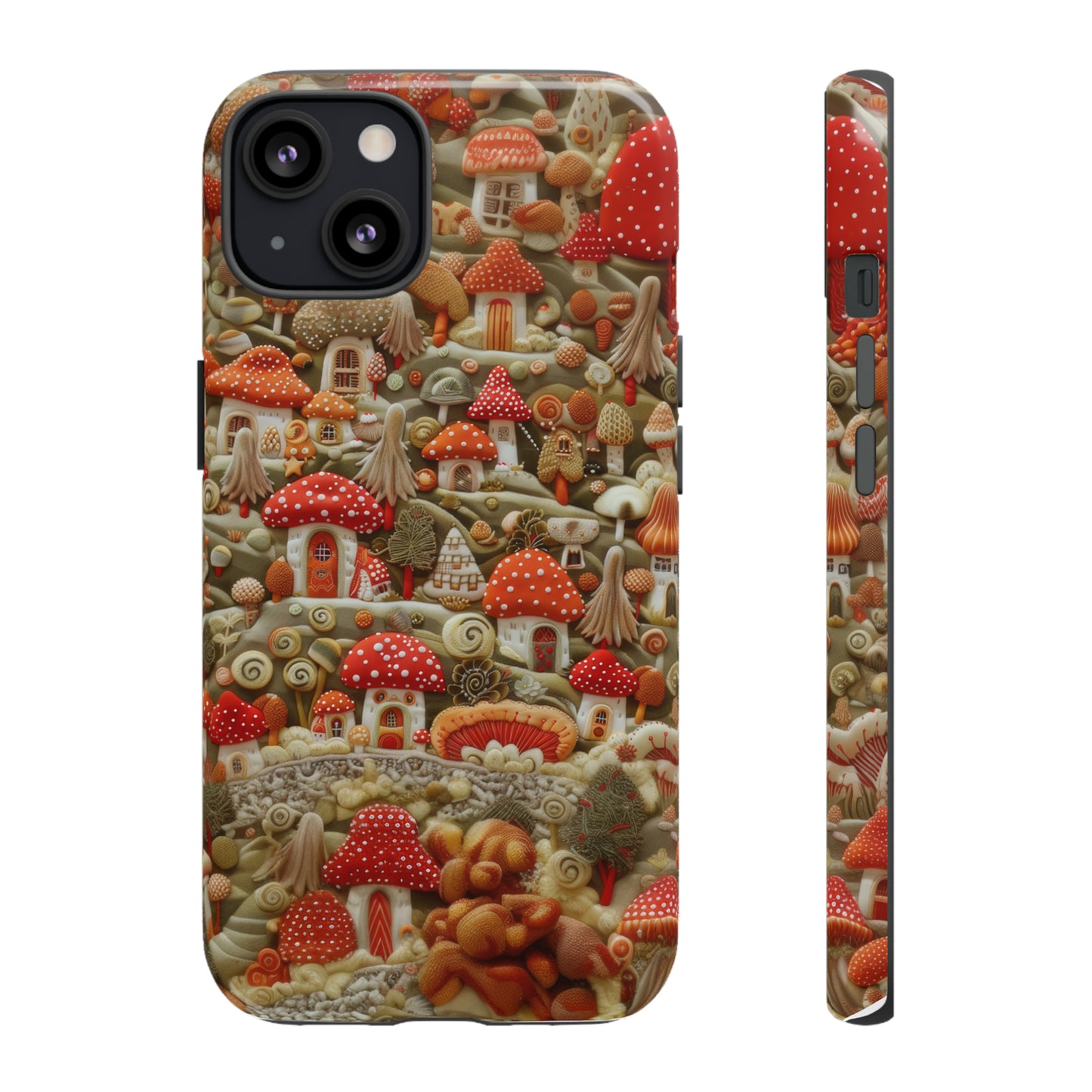 Custodia per iPhone Il villaggio dei funghi incantati, grafica con funghi fantasy, custodia protettiva unica, custodie per telefoni resistenti