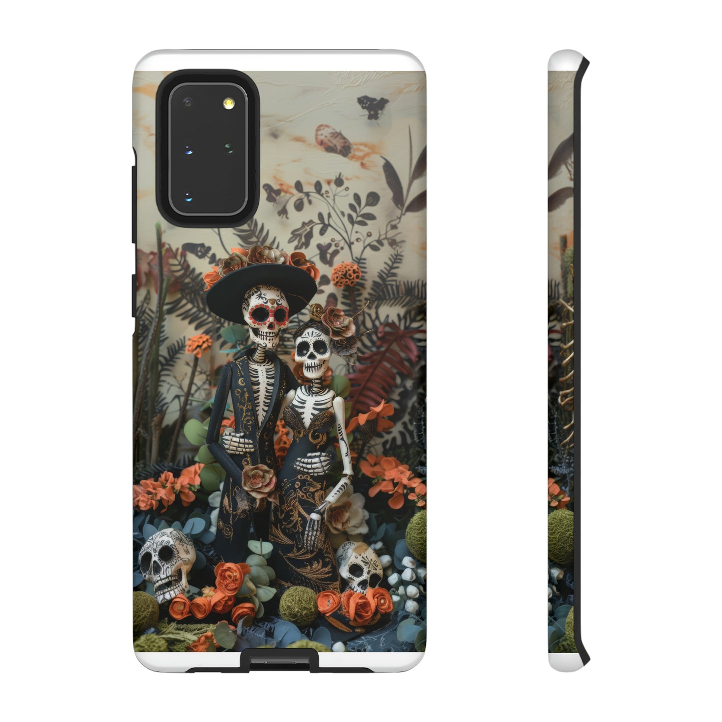 Custodia per telefono Dia de los Muertos, Cover con design di coppia scheletrica, Accessorio protettivo festivo per telefono, Custodie per telefono resistenti 