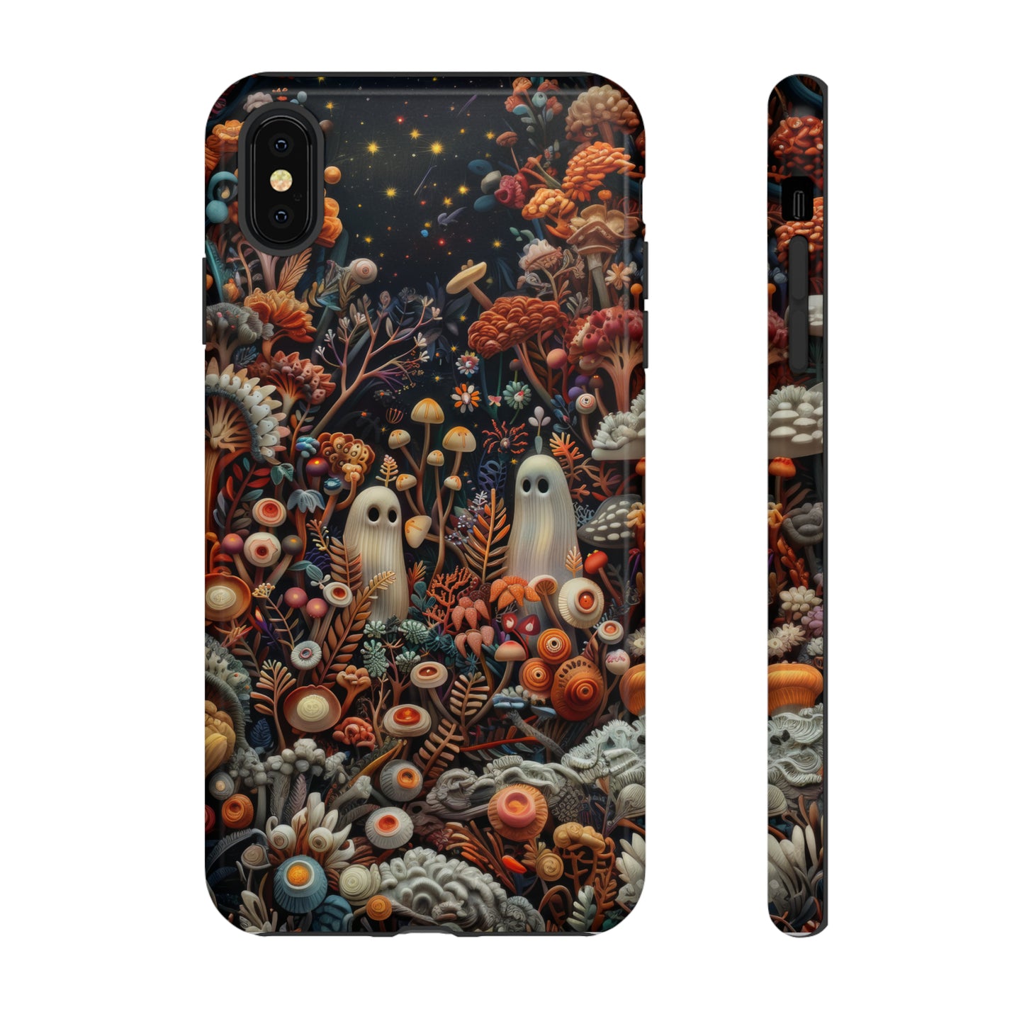 Cosmic Fantasy iPhone Case, Space-Themed Mushroom Design, Protective Cover with Galactic Charm, Tough Phone Cases