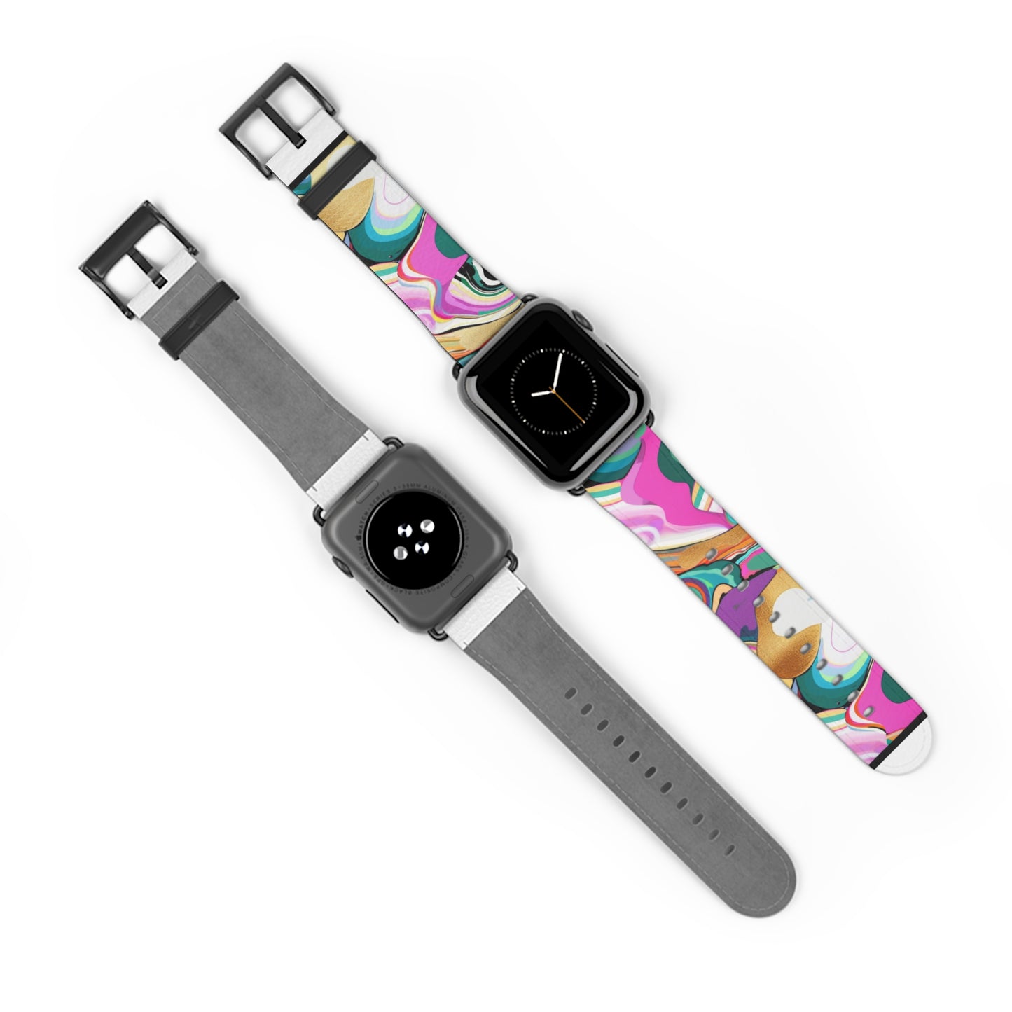 Whimsical Abstract Waves Apple Watch Band, Psychedelic Swirls Smartwatch Strap, Colorful Artistic Wristband Accessory. Apple Watch Band Apple Watch Straps For Series 4 5 6 7 8 9 ULTRA SE 38/40/41mm & 42/44/45mm Vegan Faux Leather Band