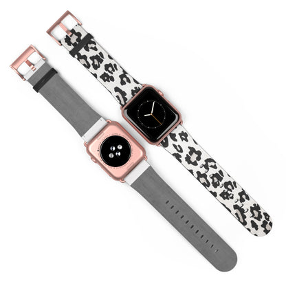 Klassisches schwarz-weißes Apple Watch-Armband mit Rindsledermuster | Armband im Farmhouse-Stil. Apple Watch-Armband Apple Watch-Armbänder für Serie 4, 5, 6, 7, 8, 9, ULTRA SE, 38/40/41 mm und 42/44/45 mm, veganes Kunstlederarmband 