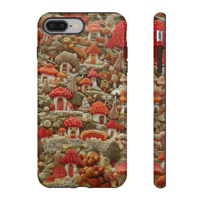 Custodia per iPhone Il villaggio dei funghi incantati, grafica con funghi fantasy, custodia protettiva unica, custodie per telefoni resistenti