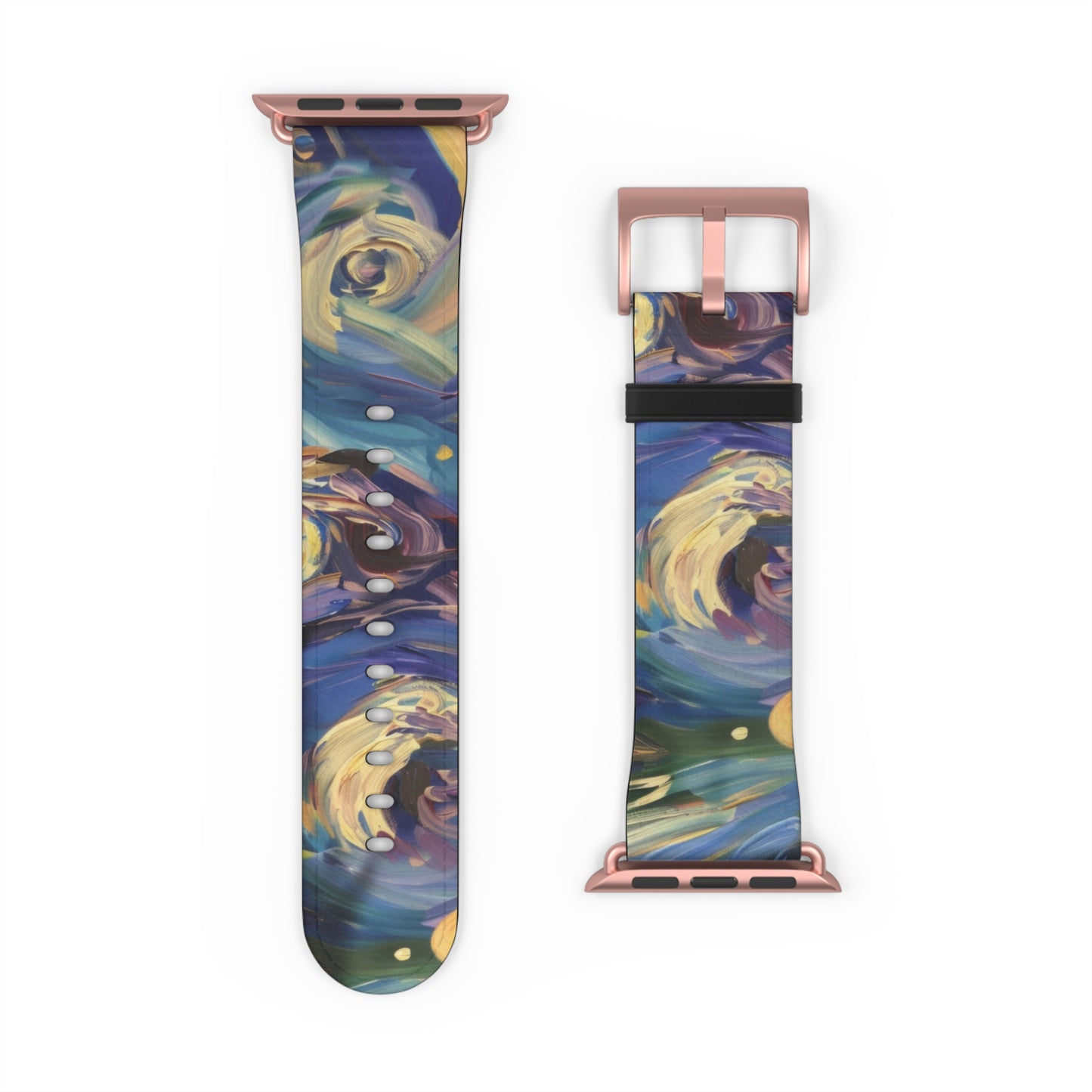 Starry Night Swirl Apple Watch Band, Van Gogh Inspired Art Strap, Expressionist Painting Accessory, Unique Art Lover's Watch Band, Creative Gift Idea. Apple Watch Straps For Series 4 5 6 7 8 9 ULTRA SE 38/40/41mm & 42/44/45mm Vegan Faux Leather Band