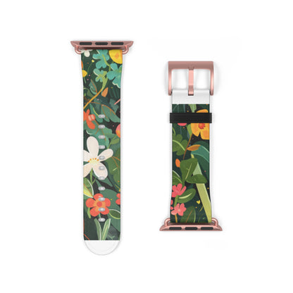 Lush Meadow Floral Apple Watch Band, Fresh Blooms Smartwatch Strap, Spring Wildflower Wristband, Nature Inspired Accessory. Apple Watch Band Apple Watch Straps For Series 4 5 6 7 8 9 ULTRA SE 38/40/41mm & 42/44/45mm Vegan Faux Leather Band