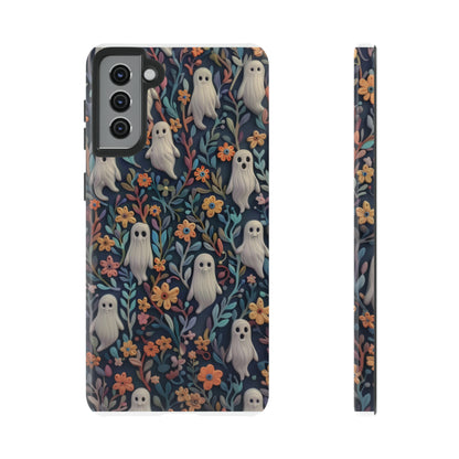 Whimsical Ghosts Floral iPhone Case, Unique Spooky Design, Charming Protective Cover, Tough Cases