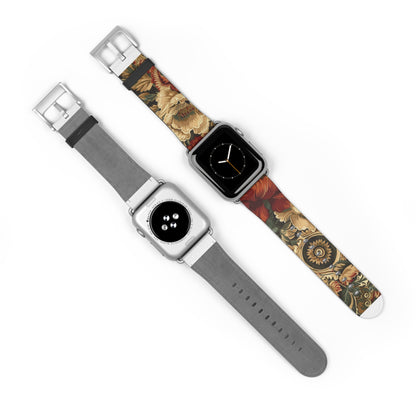 Renaissance Tapestry Floral Apple Watch Band | Klassisches Armband mit verziertem Stoffmuster. Apple Watch Band Apple Watch Armbänder für Serie 4 5 6 7 8 9 ULTRA SE 38/40/41 mm und 42/44/45 mm veganes Kunstlederband 