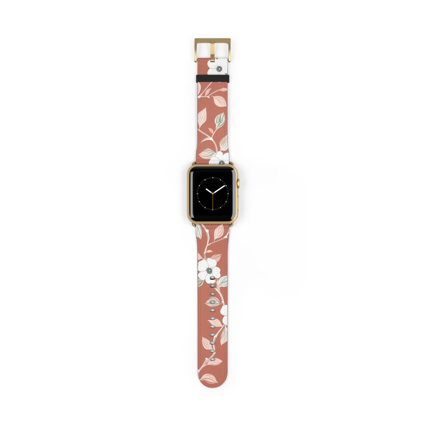 Terra Blossom Minimalist Apple Watch Band, Rustic Floral Elegance Smartwatch Strap, Subtle Earth Tone Wristband Accessory. Apple Watch Band Apple Watch Straps For Series 4 5 6 7 8 9 ULTRA SE 38/40/41mm & 42/44/45mm Vegan Faux Leather Band