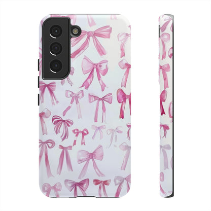 Pretty Pink Bows Phone Case, Feminine Ribbon Design Cover for Smartphones, Charming Accessory, Tough Phone Cases