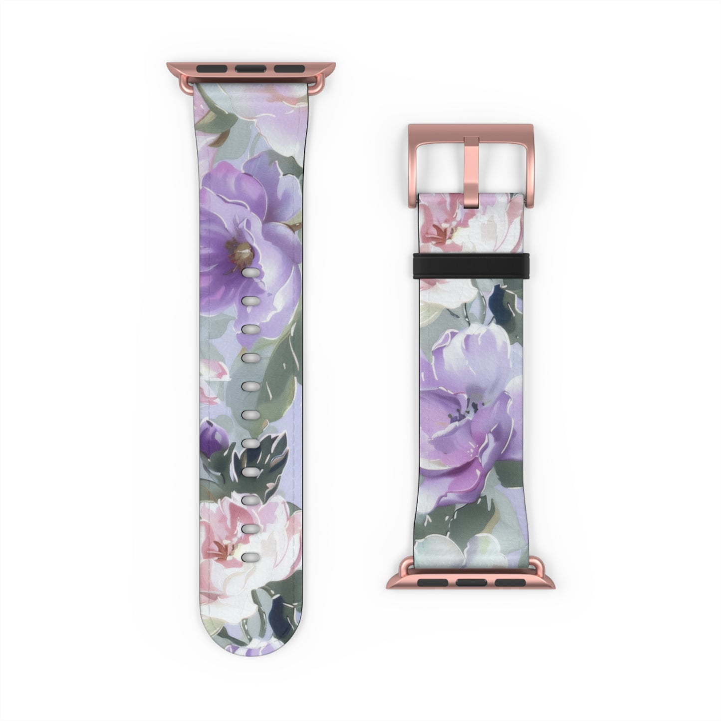 Purple Floral Elegance Apple Watch Band, Artistic Lilac Flower Accessory, Chic Spring Fashion Wearable, Unique Gift. Apple Watch Band Apple Watch Straps For Series 4 5 6 7 8 9 ULTRA SE 38/40/41mm & 42/44/45mm Vegan Faux Leather Band