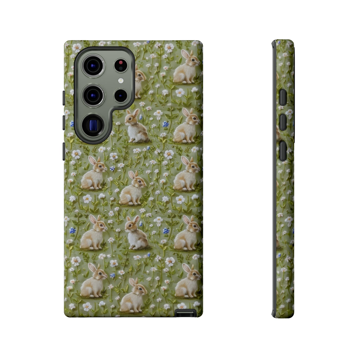 Custodia per iPhone Meadow Rabbits, design Serene Spring Wildlife, custodia protettiva di ispirazione ecologica, custodie per telefoni resistenti