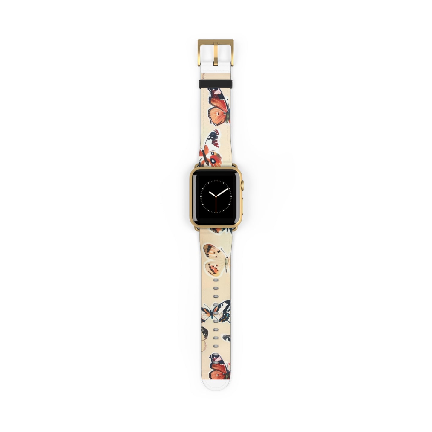 Fluttering Butterflies Apple Watch Band, Nature-Inspired Lepidoptera Design Strap, Soft-Hued Insect Pattern Wristband. Apple Watch Band Apple Watch Straps For Series 4 5 6 7 8 9 ULTRA SE 38/40/41mm & 42/44/45mm Vegan Faux Leather Band