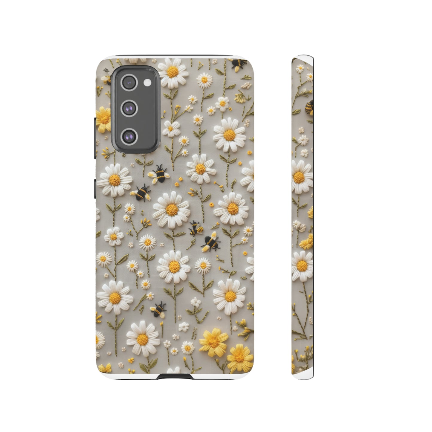 Spring Daisy Phone Case, Bees & Flowers Design, Nature-Inspired Protective Phone Cover, Tough Phone Cases